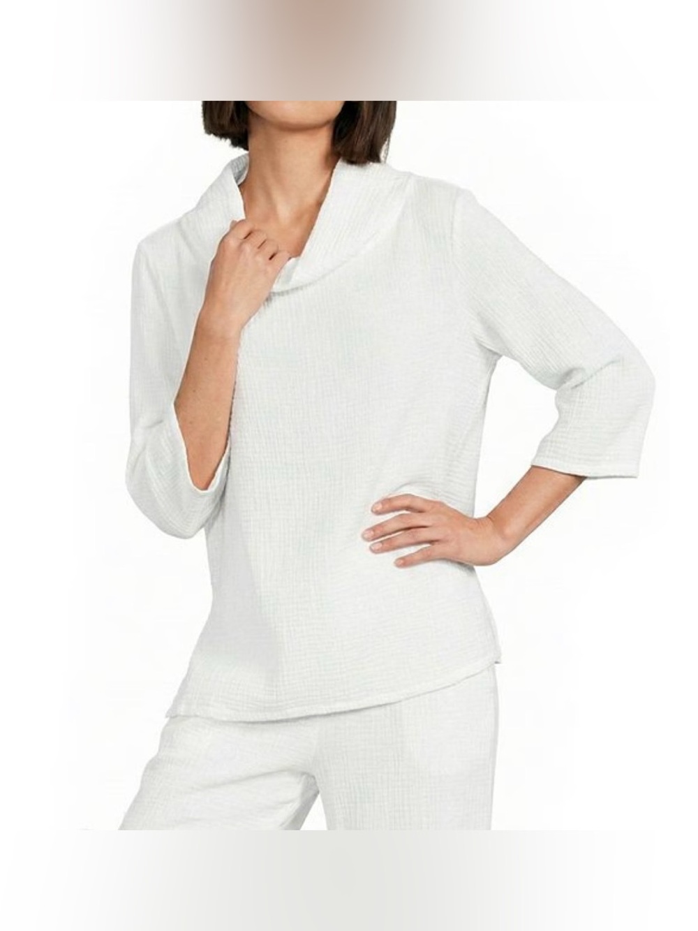Bryn Walker Etta Cotton Gauze Cowl Neck Top White/Ivory Women’s Size XXSmall